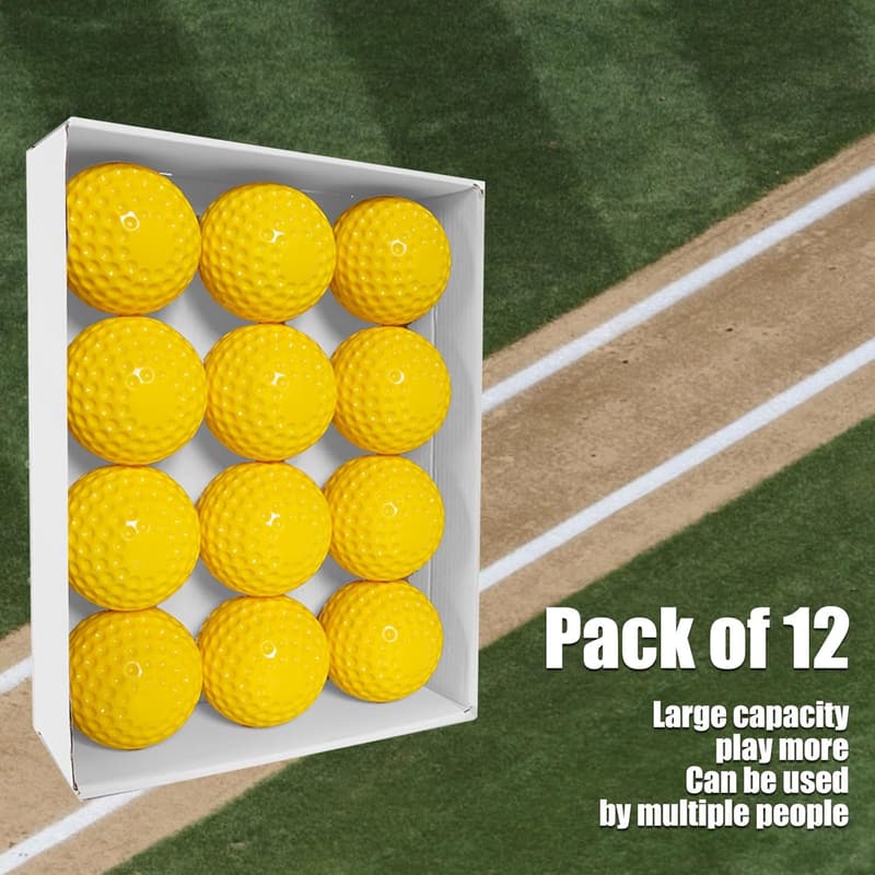 12-Pack Yellow Dimpled Baseballs for Hitting Practice