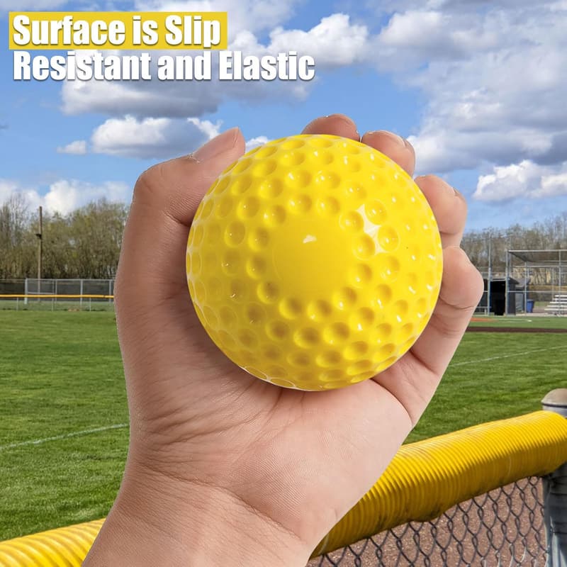 12-Pack Yellow Dimpled Baseballs for Hitting Practice
