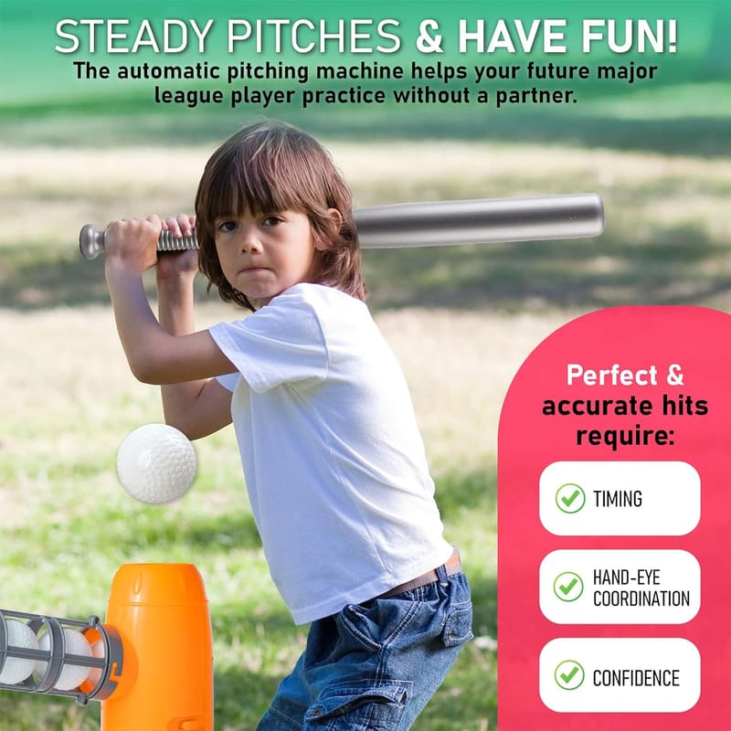 Kids Baseball Pitching Machine Toy Set with Bat and Balls
