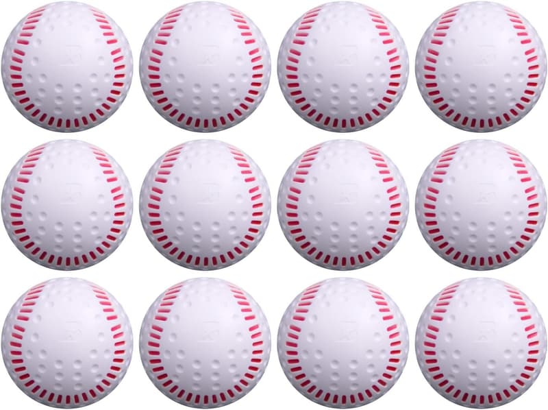 Baden White Dimpled Baseballs - 12-Pack for Consistent Training