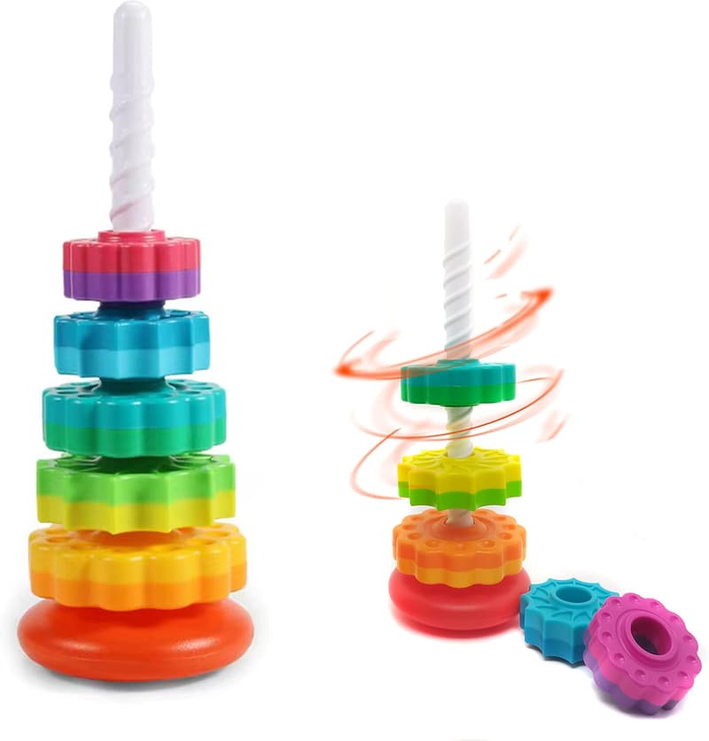 Rainbow Spinning Stacking Toy for Toddlers 1-3