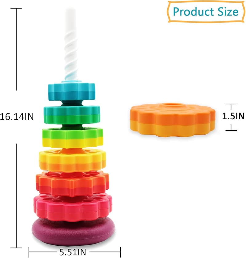 Educational Spinning Stacking Toys - ABS Plastic Rainbow