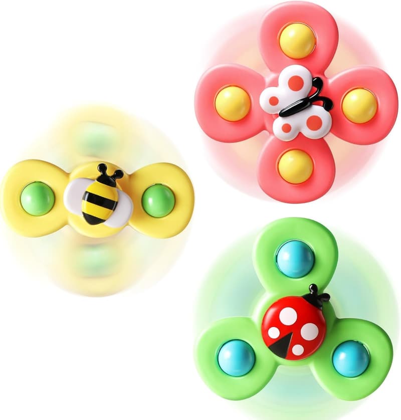 Suction Cup Spinner Toys for 1-Year-Olds | 3-Pack Bath & Sensory Fun