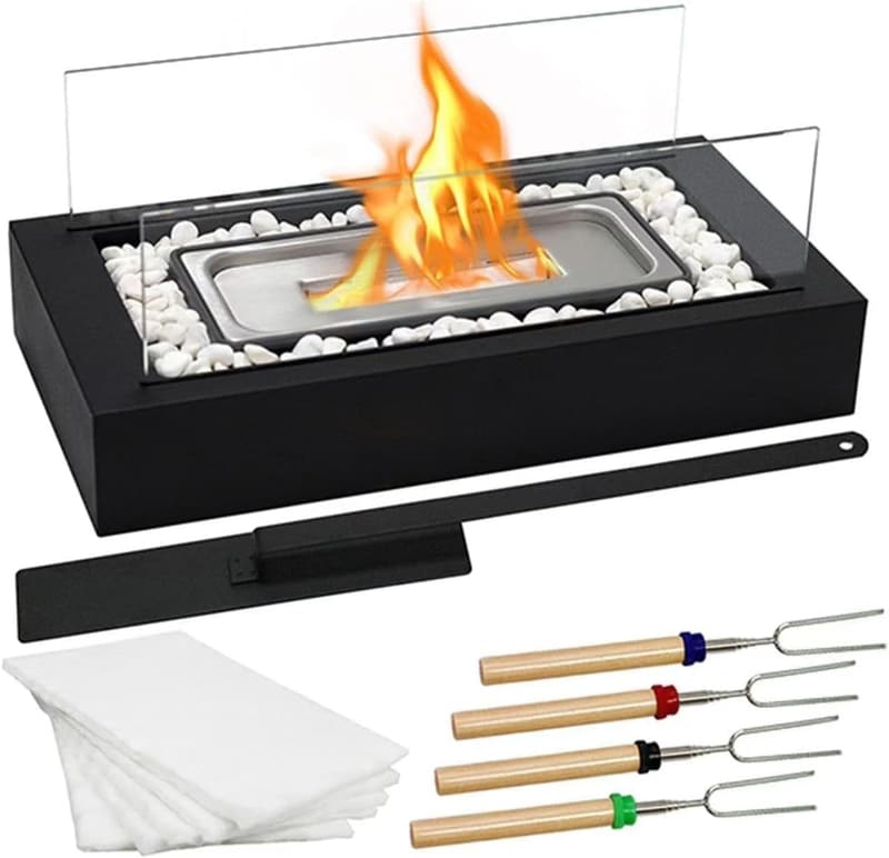 Father's Day Metal Tabletop Fire Pit with 4 Roasting Sticks