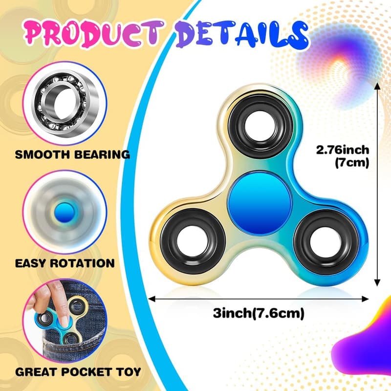 Stress Relief Fidget Spinner 2-Pack, Stainless Steel Toy