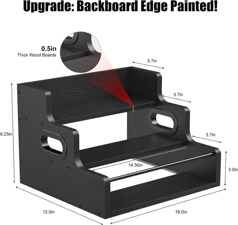 Countertop Liquor Rack Organizer for Home Bar (Black)