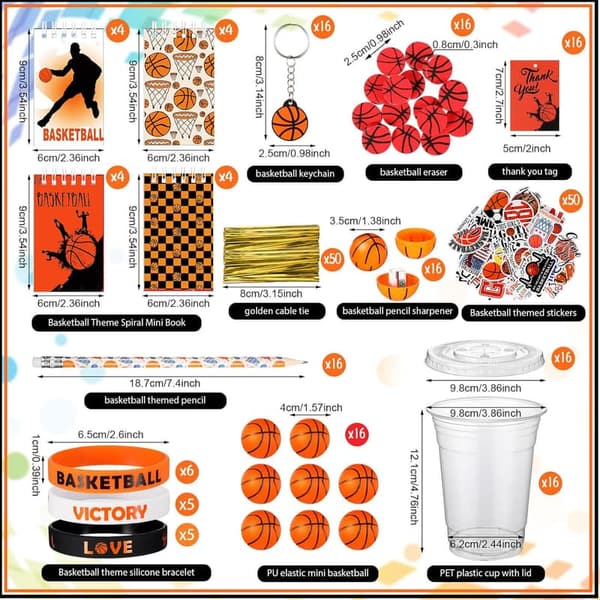 Basketball Birthday Party Favor Set - 195 Pcs Gift Collection
