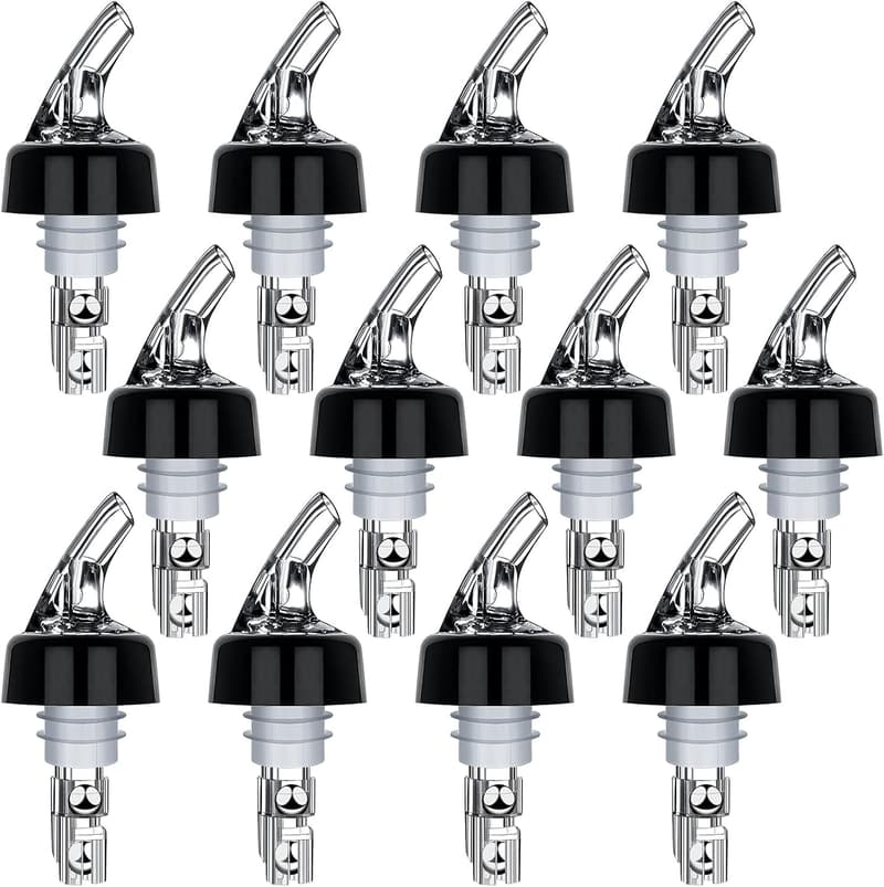 12-Pack Automatic 1 oz Liquor Bottle Pourers for Home Bar