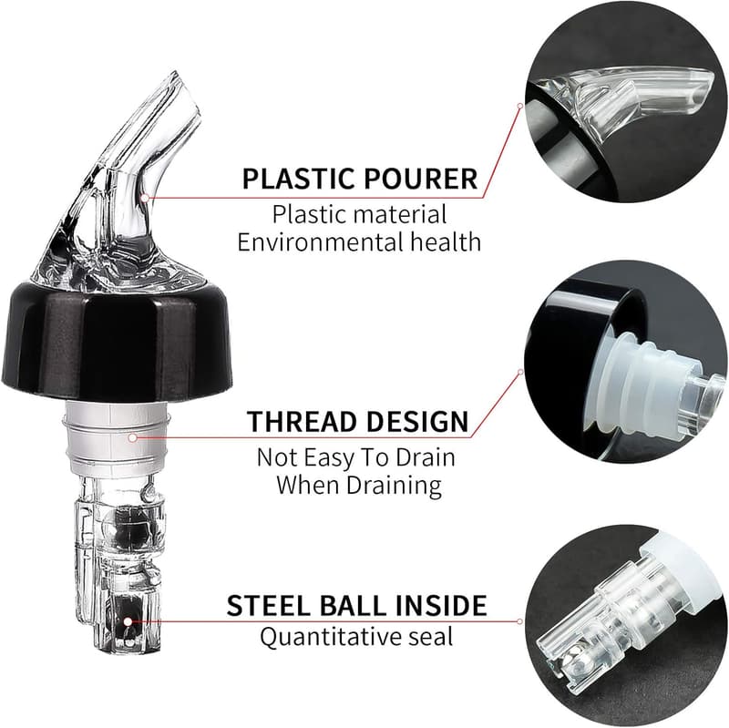 12-Pack Automatic 1 oz Liquor Bottle Pourers for Home Bar