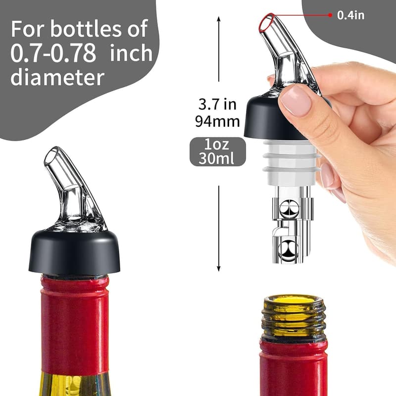 12-Pack Automatic 1 oz Liquor Bottle Pourers for Home Bar