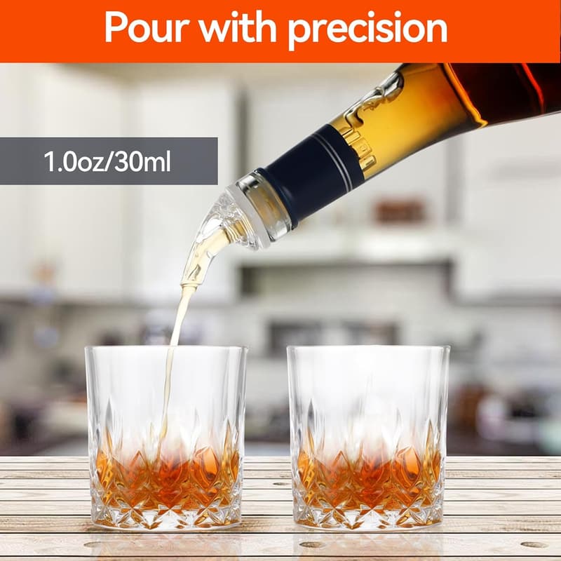 Quick Shot Pourers for Home Bar - 1oz Measured Bottle Pourer Set (4 Pack)