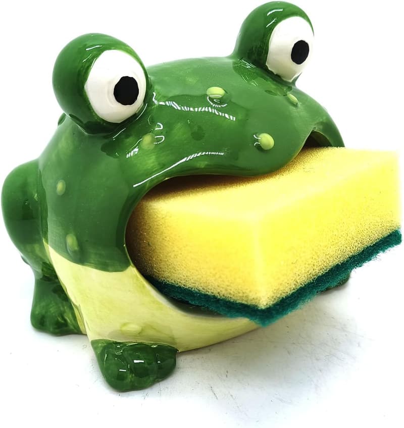 Ceramic Frog Sponge Holder for Kitchen Sink Decor