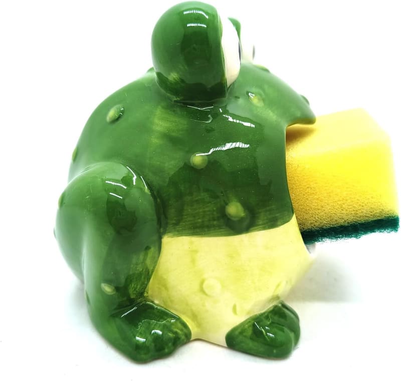 Ceramic Frog Sponge Holder for Kitchen Sink Decor