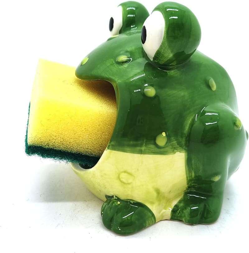 Ceramic Frog Sponge Holder for Kitchen Sink Decor