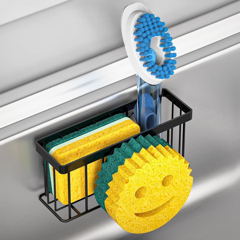 Sponge Holder Caddy with Suction Cups - Black