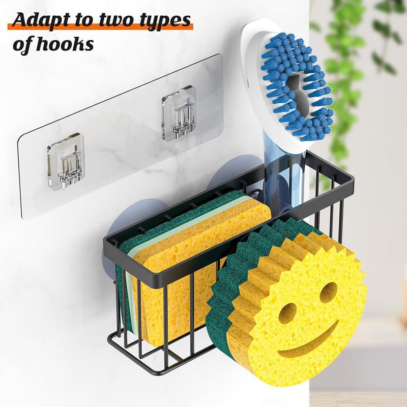 Sponge Holder Caddy with Suction Cups - Black