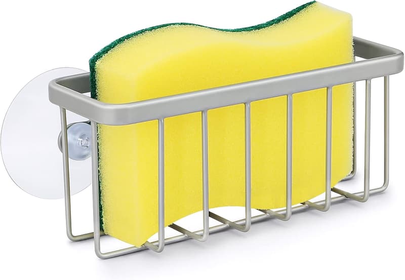 Mat Silver Kitchen Sink Sponge Holder and Dish Soap Caddy