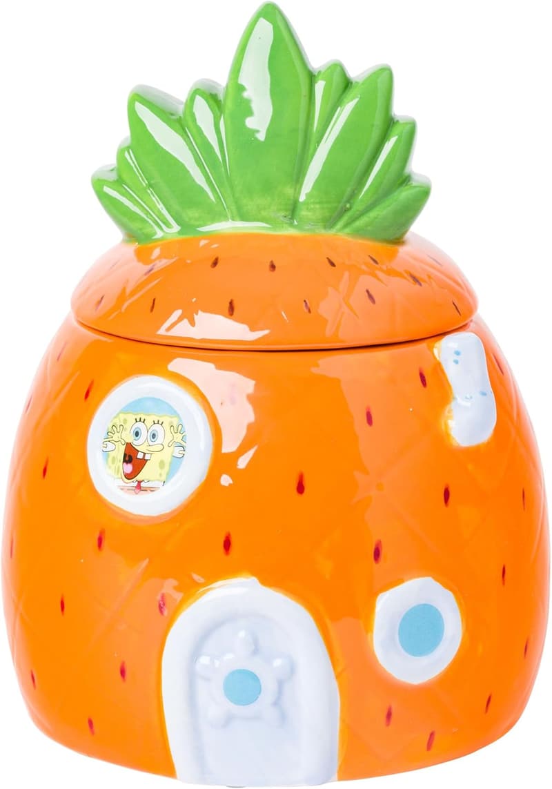 SpongeBob SquarePants Ceramic Snack Jar with Pineapple House, 5.2