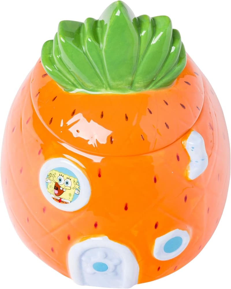 SpongeBob SquarePants Ceramic Snack Jar with Pineapple House, 5.2
