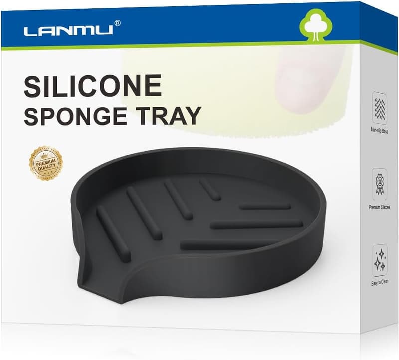 Silicone Auto-Draining Kitchen Sponge Holder for Scrub Sponges