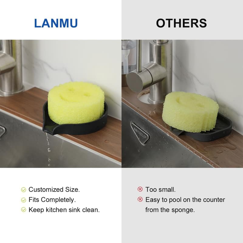 Silicone Auto-Draining Kitchen Sponge Holder for Scrub Sponges
