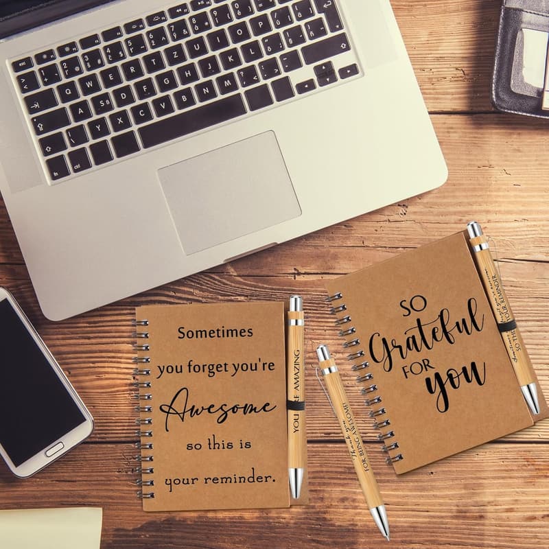 Employee Appreciation Spiral Notebook Set with Bamboo Pens