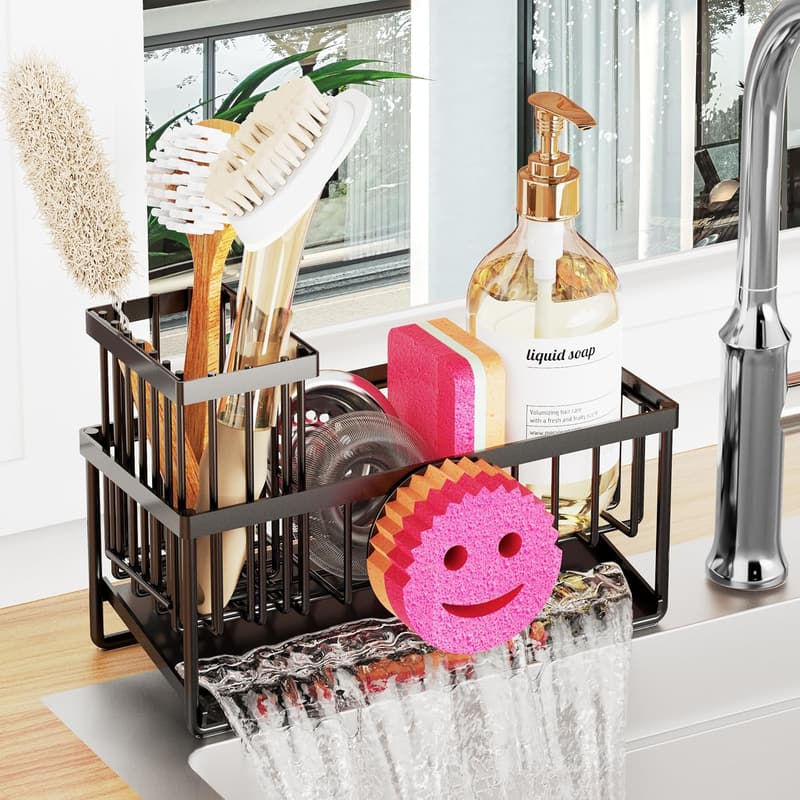 Smiley Face Self-Draining Sponge Holder for Kitchen Sink