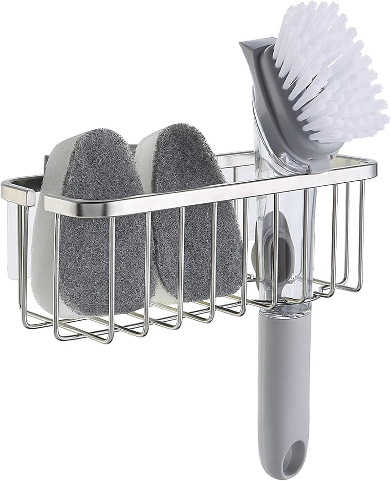 Adhesive Sponge Holder Organizer for Kitchen & Bathroom, 7.4 x 3.3 x 2.75 Inch