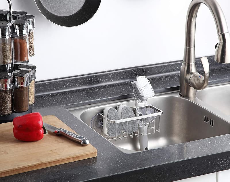 Adhesive Sponge Holder Organizer for Kitchen & Bathroom, 7.4 x 3.3 x 2.75 Inch