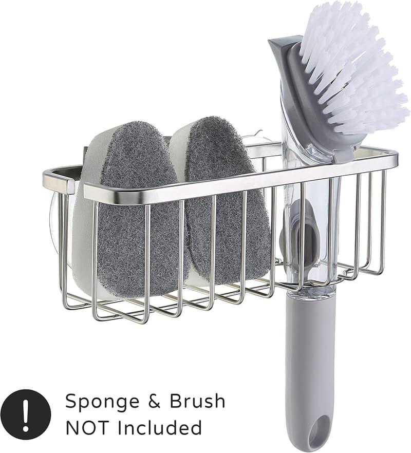 Adhesive Sponge Holder Organizer for Kitchen & Bathroom, 7.4 x 3.3 x 2.75 Inch
