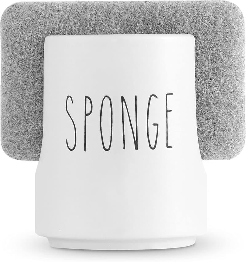 White Ceramic Sponge Holder - Farmhouse Kitchen Sink Organizer