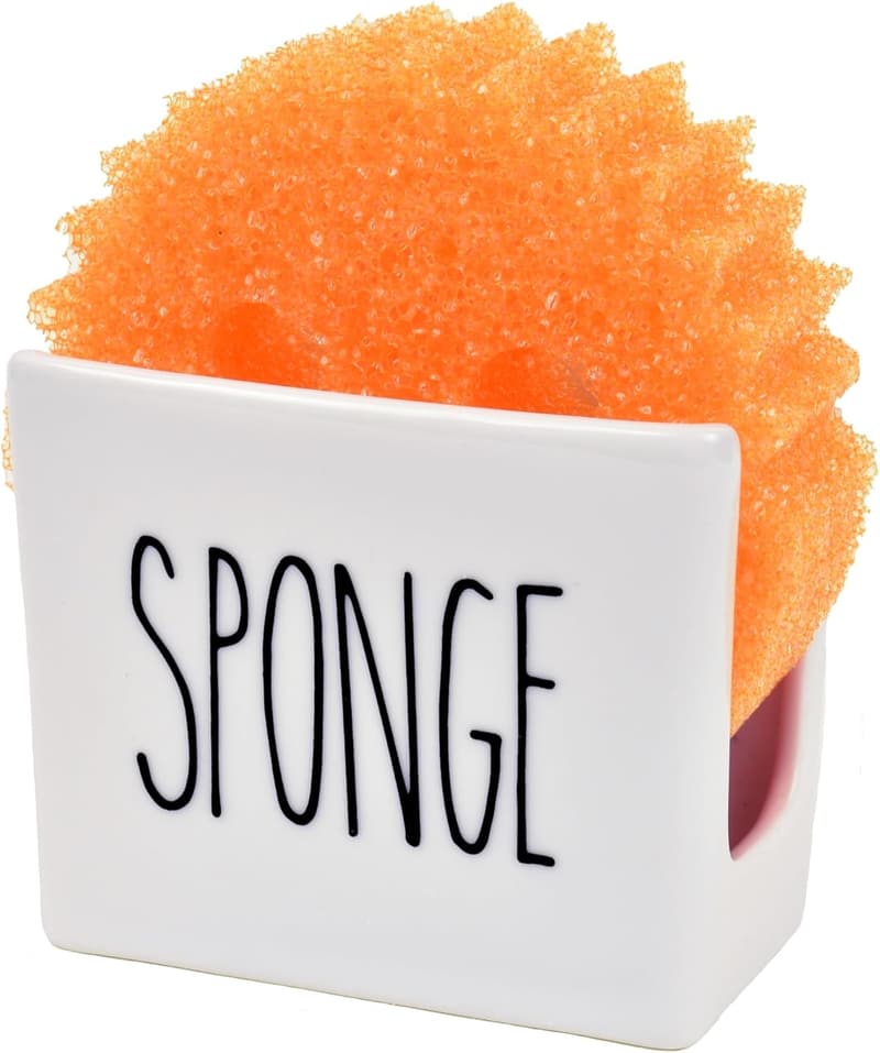Porcelain Kitchen Sponge Holder – Cute Black and White Caddy