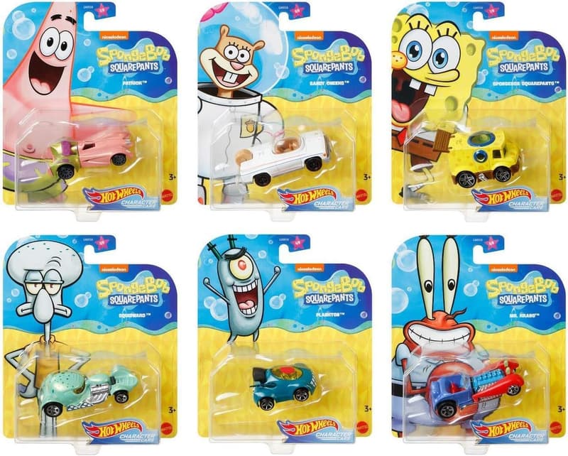SpongeBob Underwater Racer Die-Cast 6-Pack Car Set