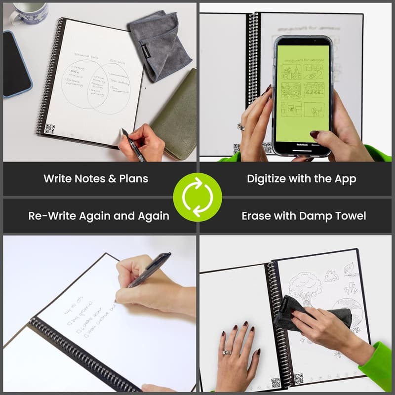 Reusable Rocketbook Core Spiral Notebook - 6x8.8, App-Connected