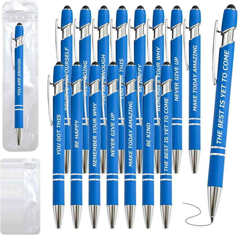 Inspirational Pens Set with Stylus – 100 Motivational Quotes