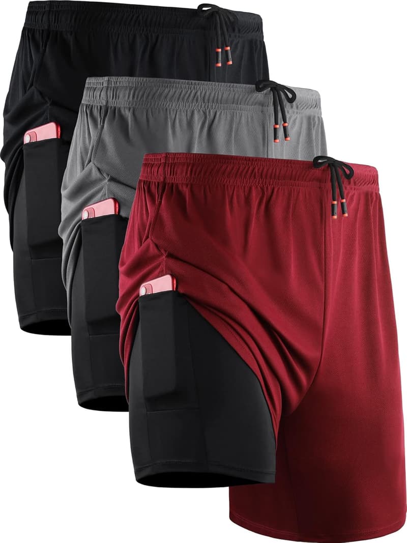 Men's Dry Fit 2-in-1 Running Shorts with Pockets
