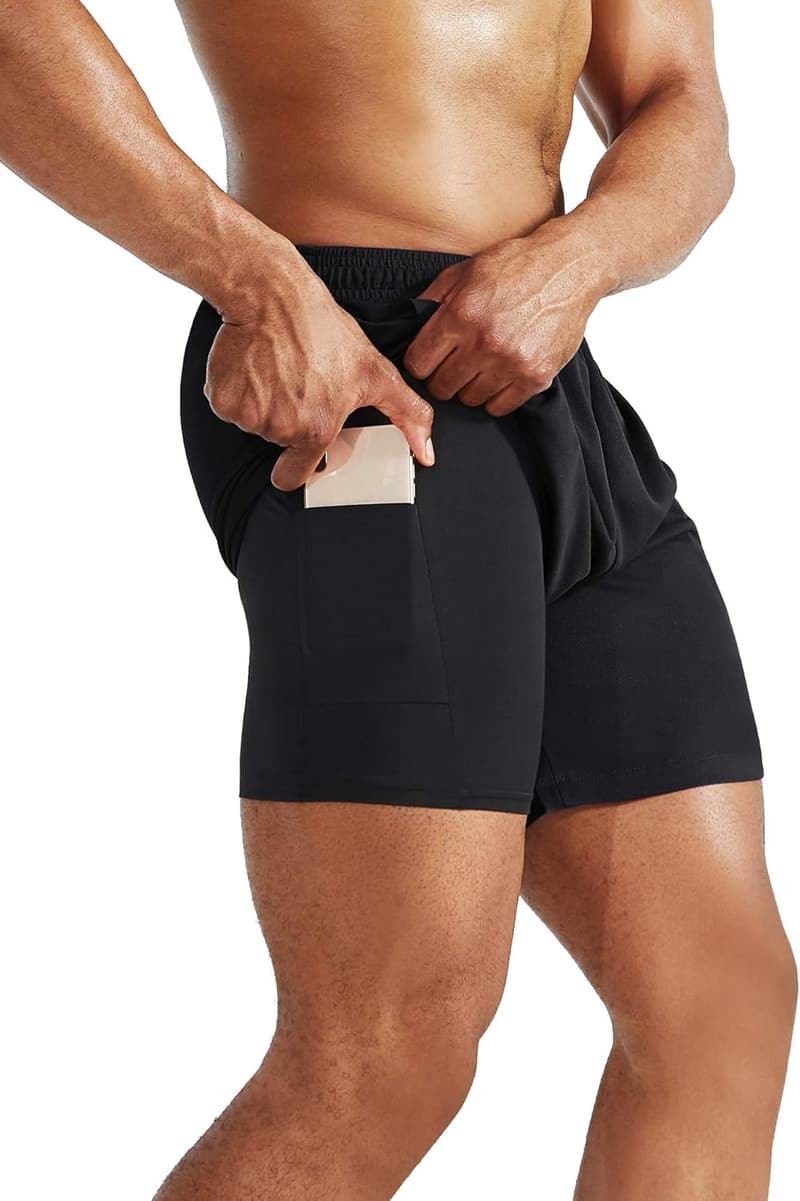 Men's Dry Fit 2-in-1 Running Shorts with Pockets