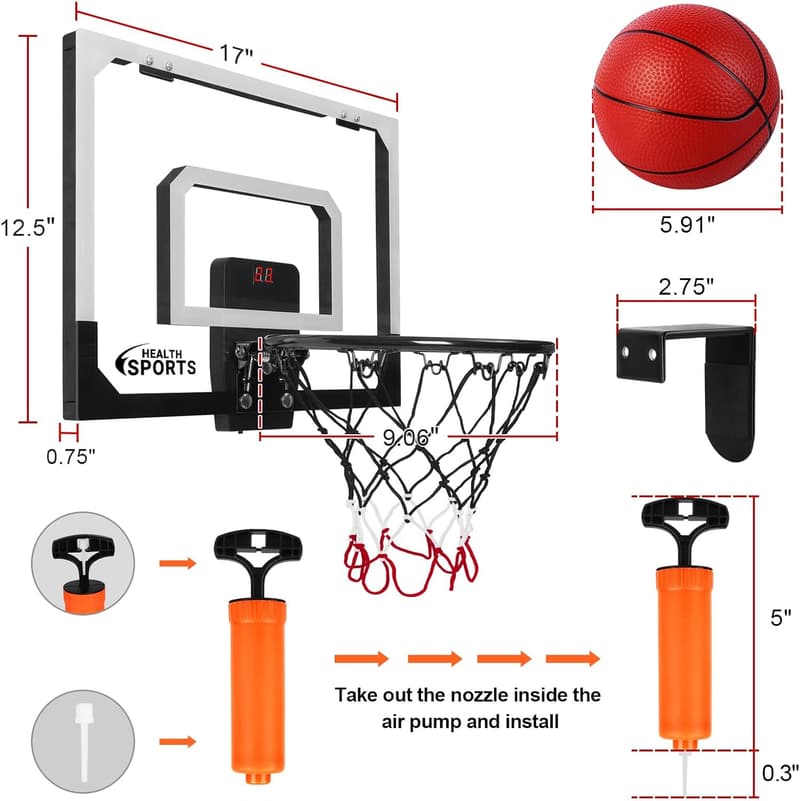 Mini Indoor Basketball Hoop with Electronic Scoreboard - 17