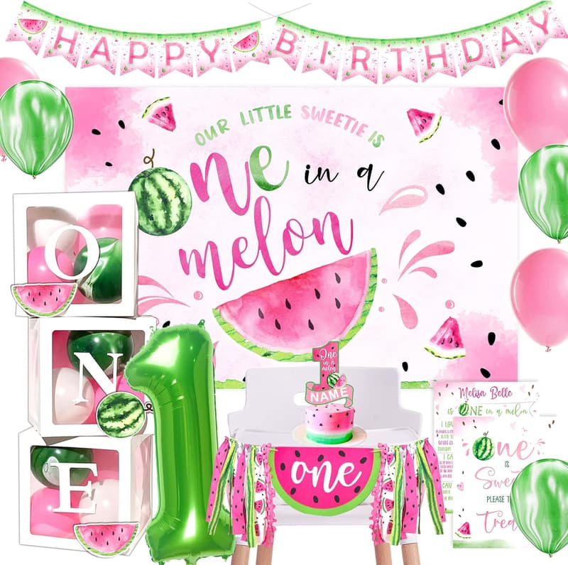 One in a Melon First Birthday Party Decorations Set