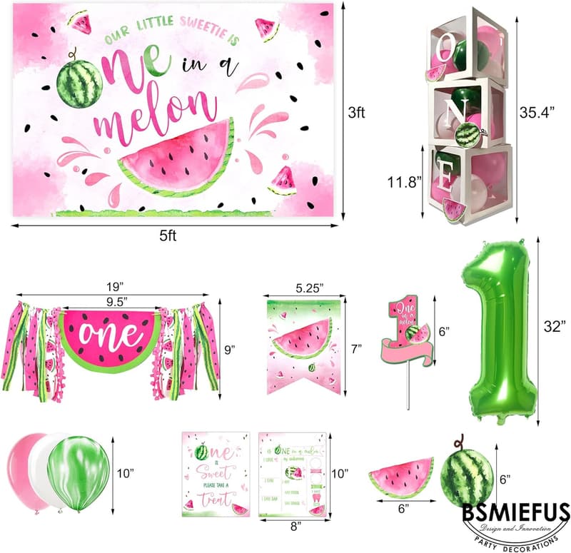 One in a Melon First Birthday Party Decorations Set