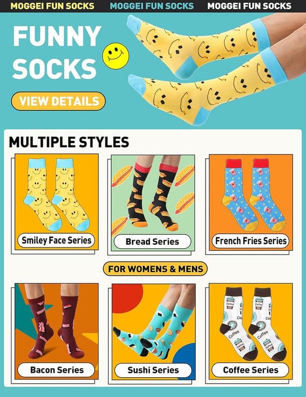 Funny Printed Cotton Boot Socks for Men and Women