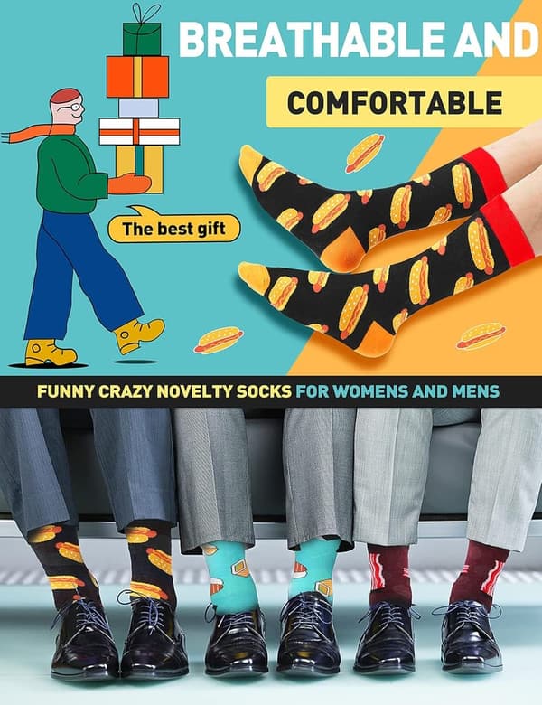Funny Printed Cotton Boot Socks for Men and Women
