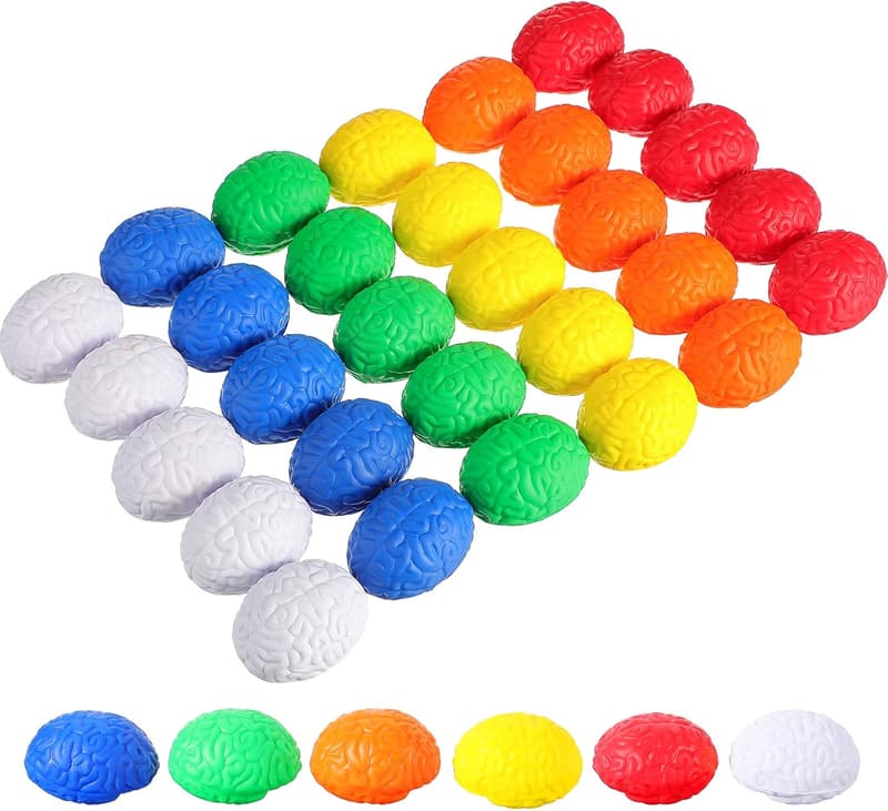 Halloween Brain Stress Balls - 30 Pcs Sensory Grip Toys
