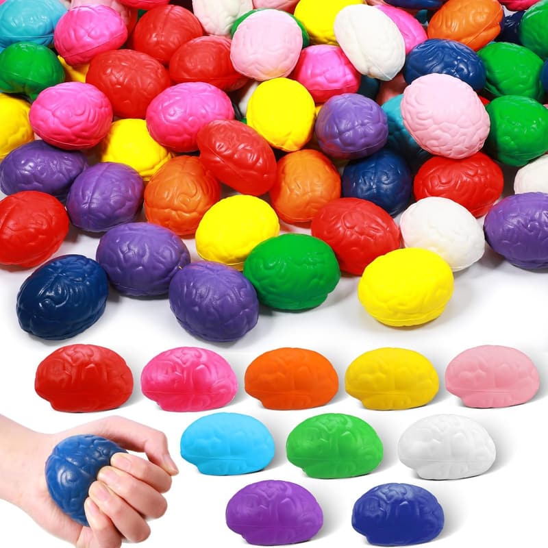 Halloween Brain Stress Ball Set - 100 Pcs PU Grip Toys