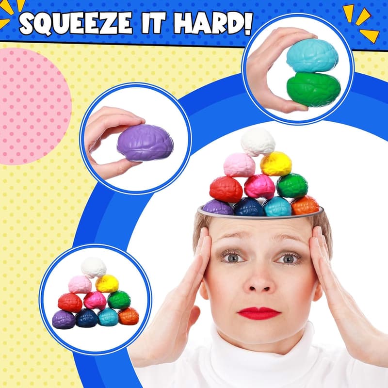 Halloween Brain Stress Ball Set - 100 Pcs PU Grip Toys