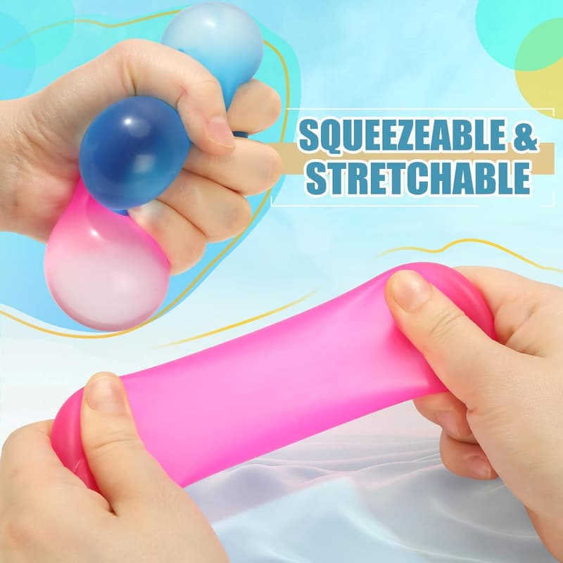 Stress Relief Gel Squishy Balls, 4-Pack Fidget Toy for All Ages