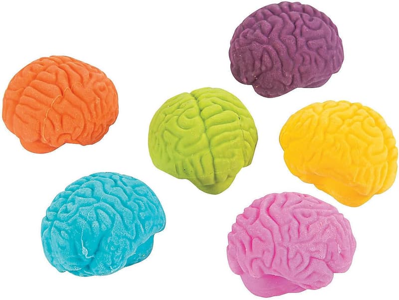 Halloween Brain-Shaped Erasers - Set of 24 for Classrooms