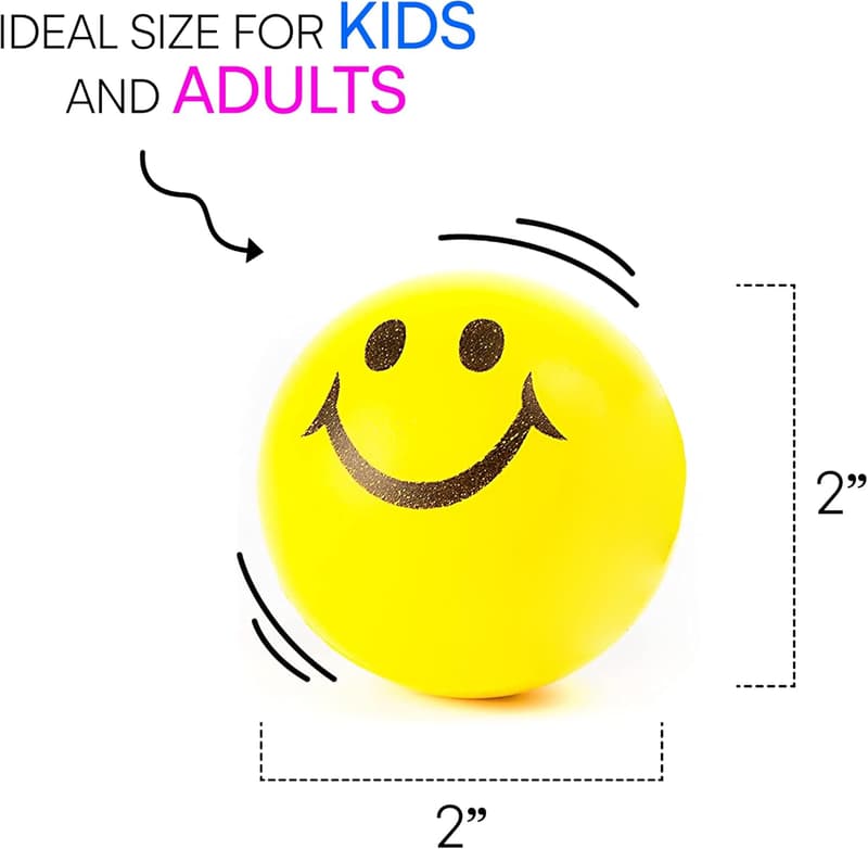 Neon Yellow Smiley Stress Balls – 24 Pack for Kids & Adults