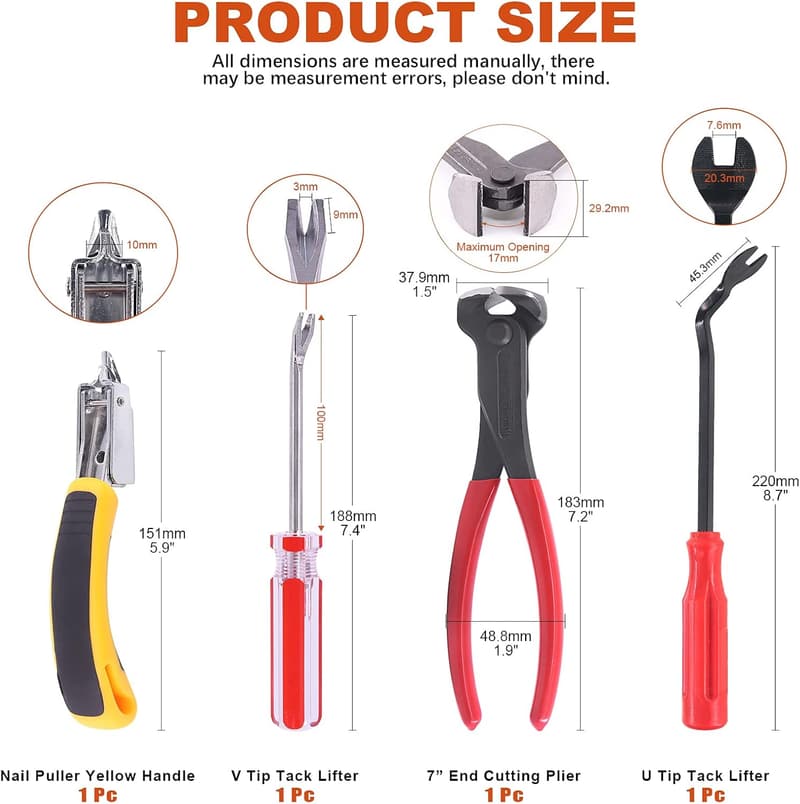Nail Puller and Staple Remover Tool Set for Furniture Repair