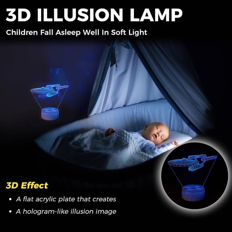 Multi-Colored Touch-Controlled 3D Optical Illusion Desk Lamp